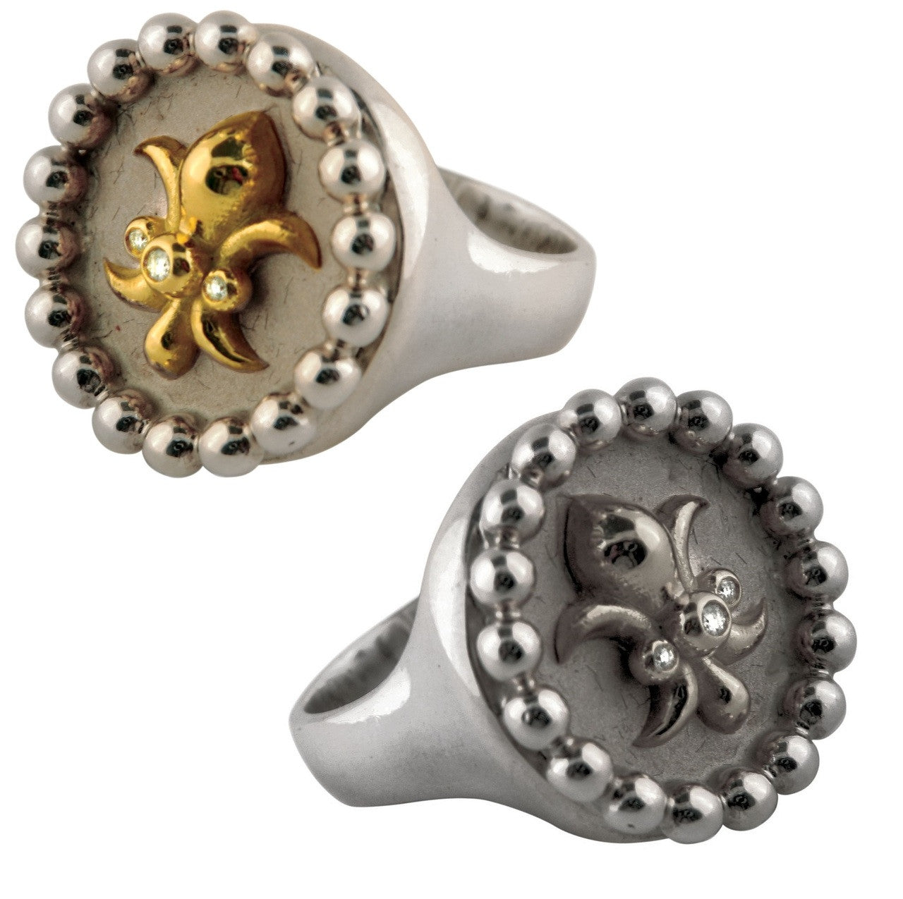 Fleur De Lis Tuxedo Shirt Studs: Diamonds in Sterling Silver