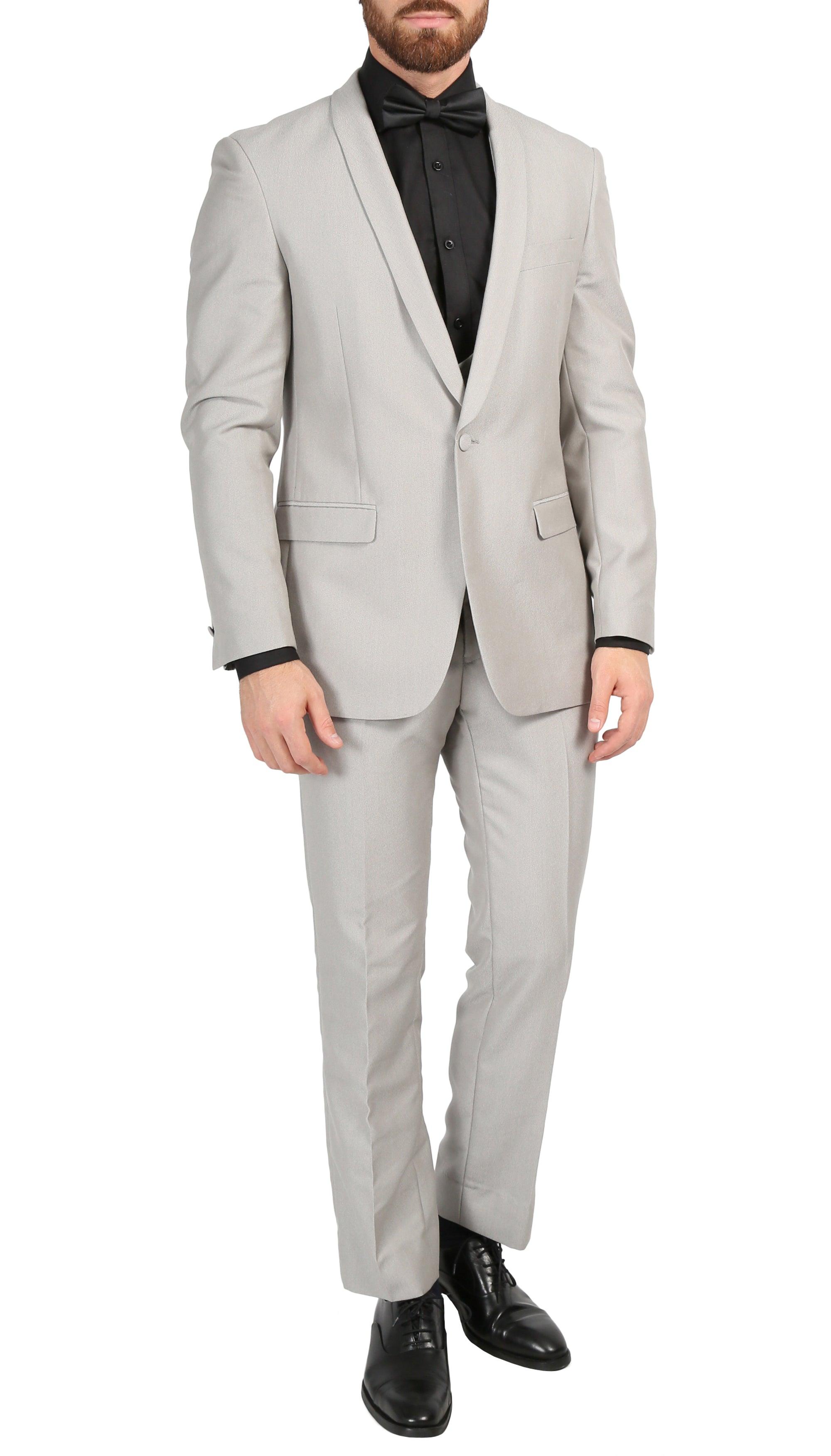 Ferrecci Men's Daxson Grey Slim Fit Shawl Collar 3pc Tuxedo
