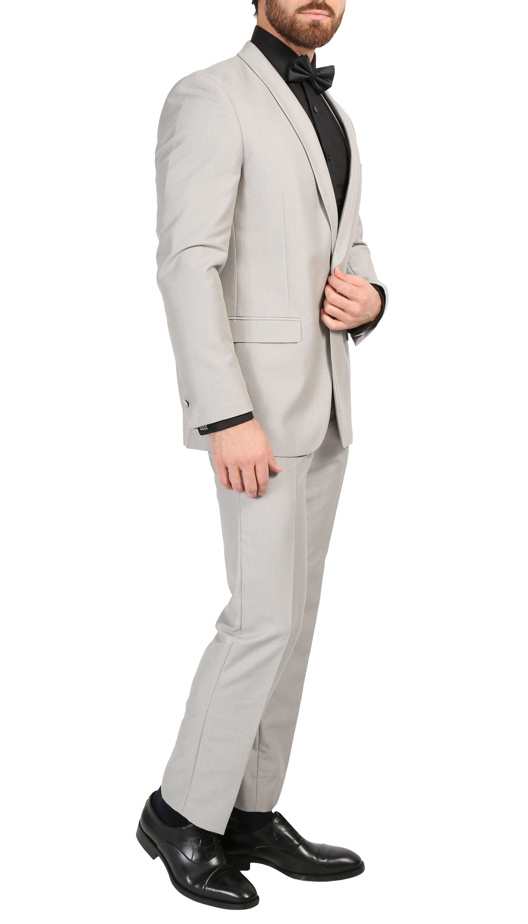 Ferrecci Men's Daxson Grey Slim Fit Shawl Collar 3pc Tuxedo